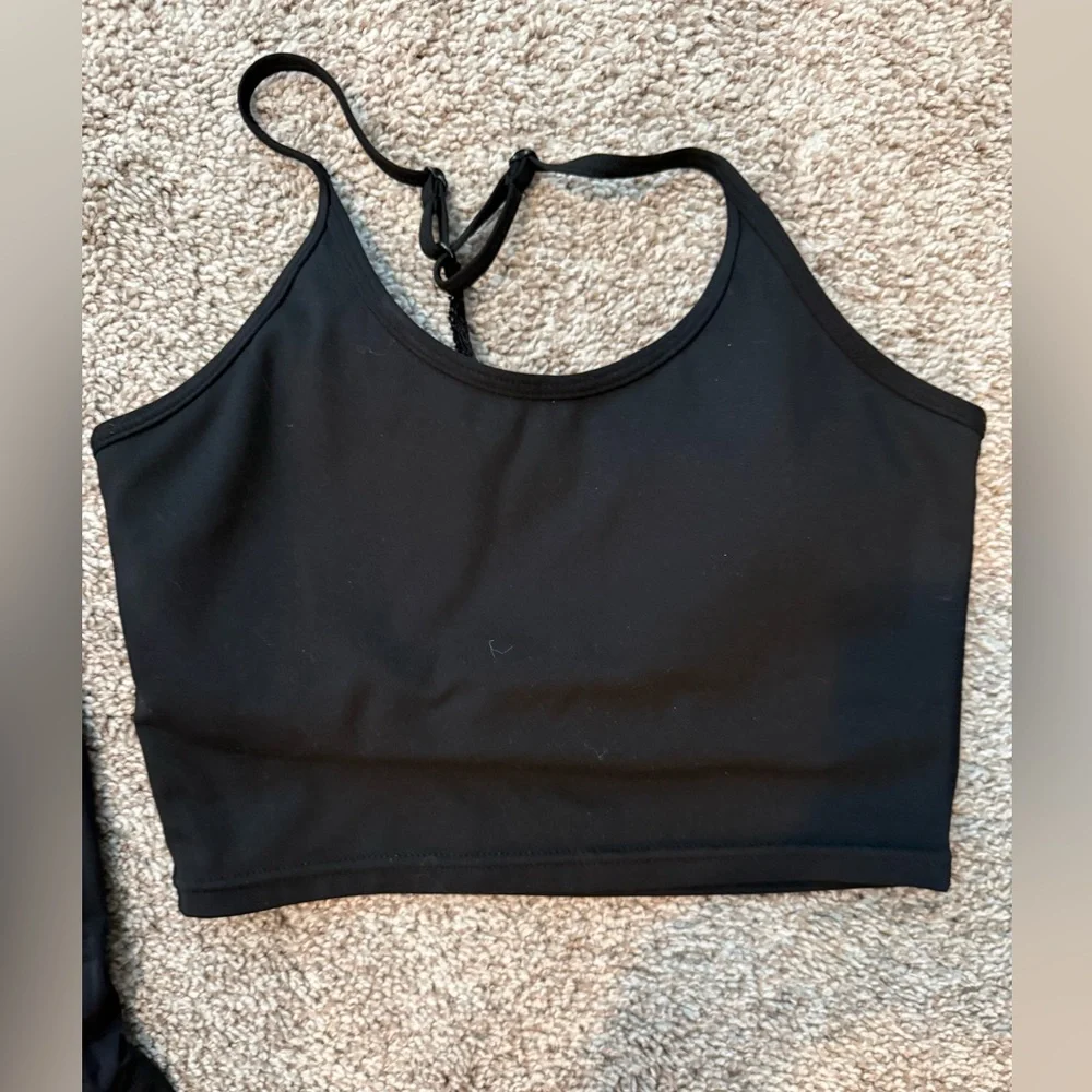 Mono B Black Lace-Trim Athletic Tank & sports Bra - Picture 3 of 13